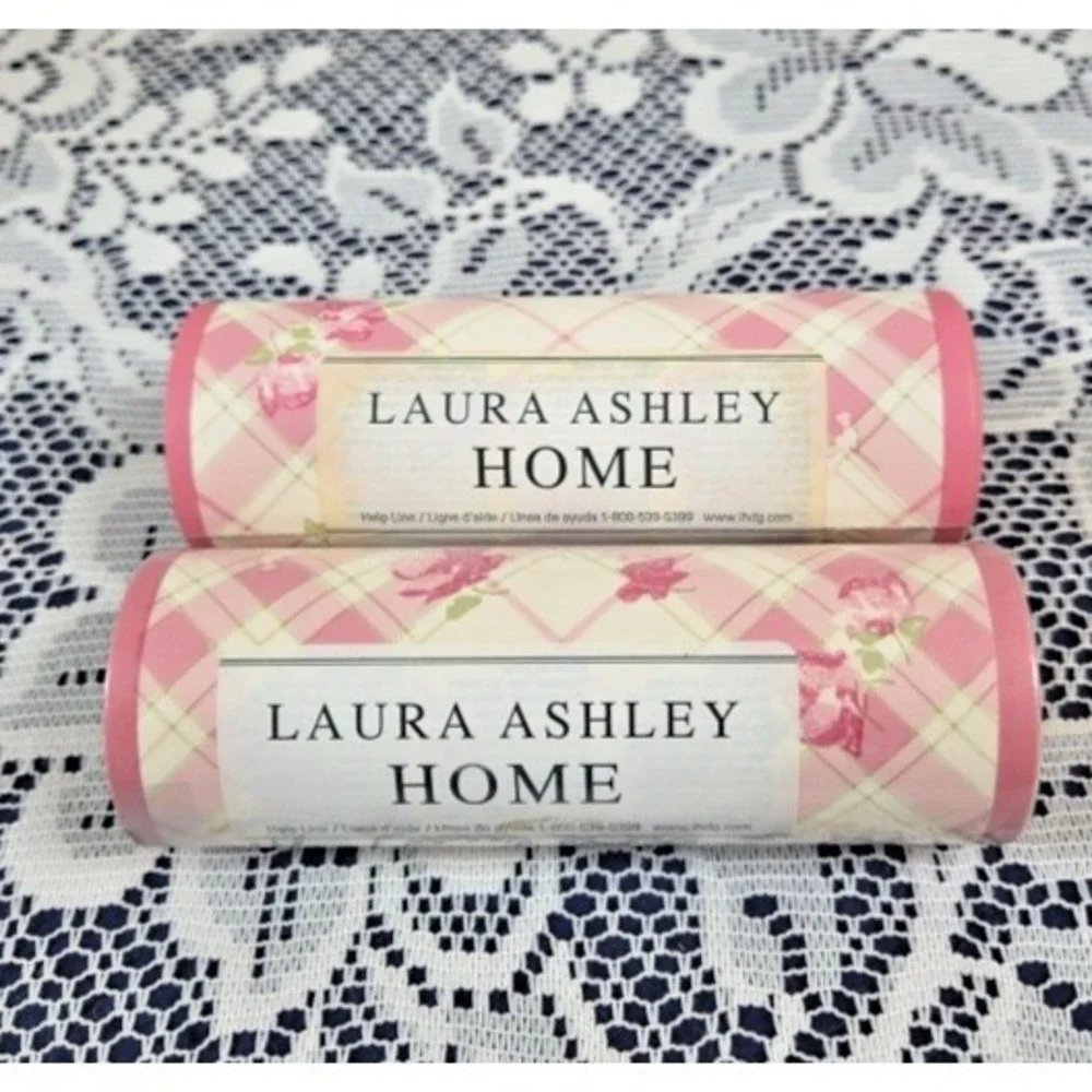 Laura Ashley Home‎ Wallpaper Border Pink Floral Plaid 5 yds X 2 Pre-pasted NOS